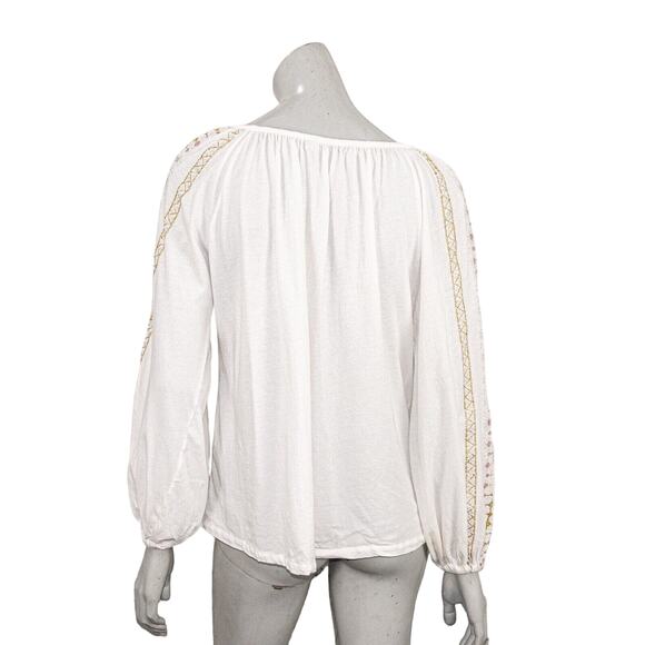 Mes Demoiselles Paris Women's Boho Pullover Blouse golden embroidered stripe 40 - Picture 4 of 8